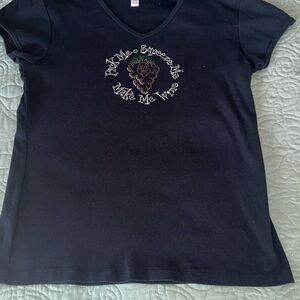 Wine theme Black Graphic Tee with Embroidered Design